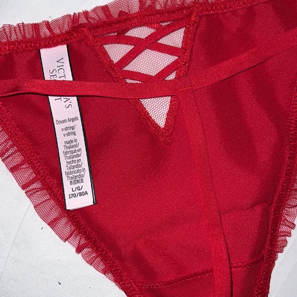 (L) Victoria’s Secret Holiday Red THONG Lace Underwear - Picture 10 of 11